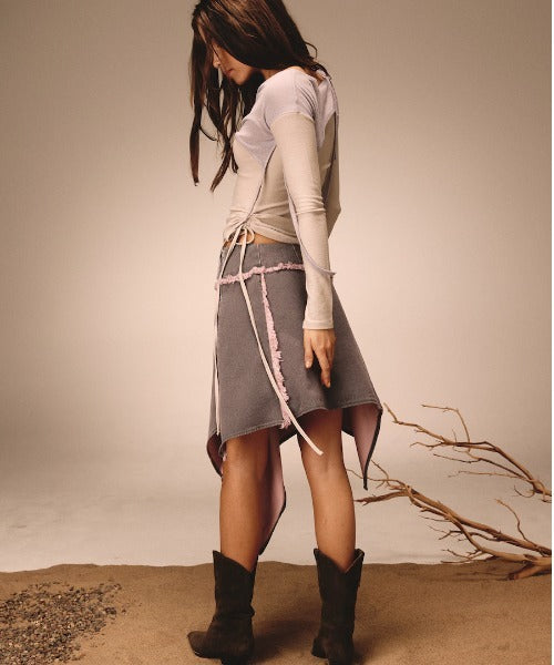 GLOWNY/グロウニー BONES GRUNGY DENIM SKIRT スカート