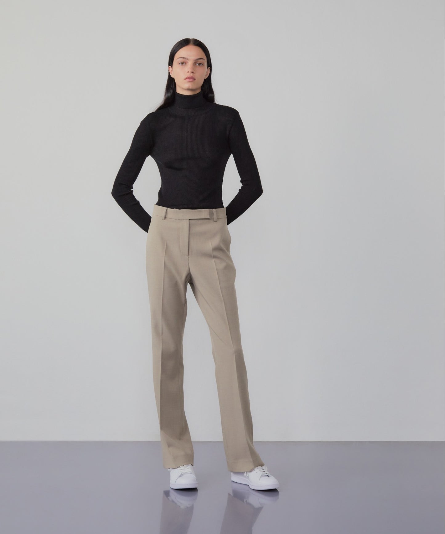 Roll-neck cashmere-blend sweater
