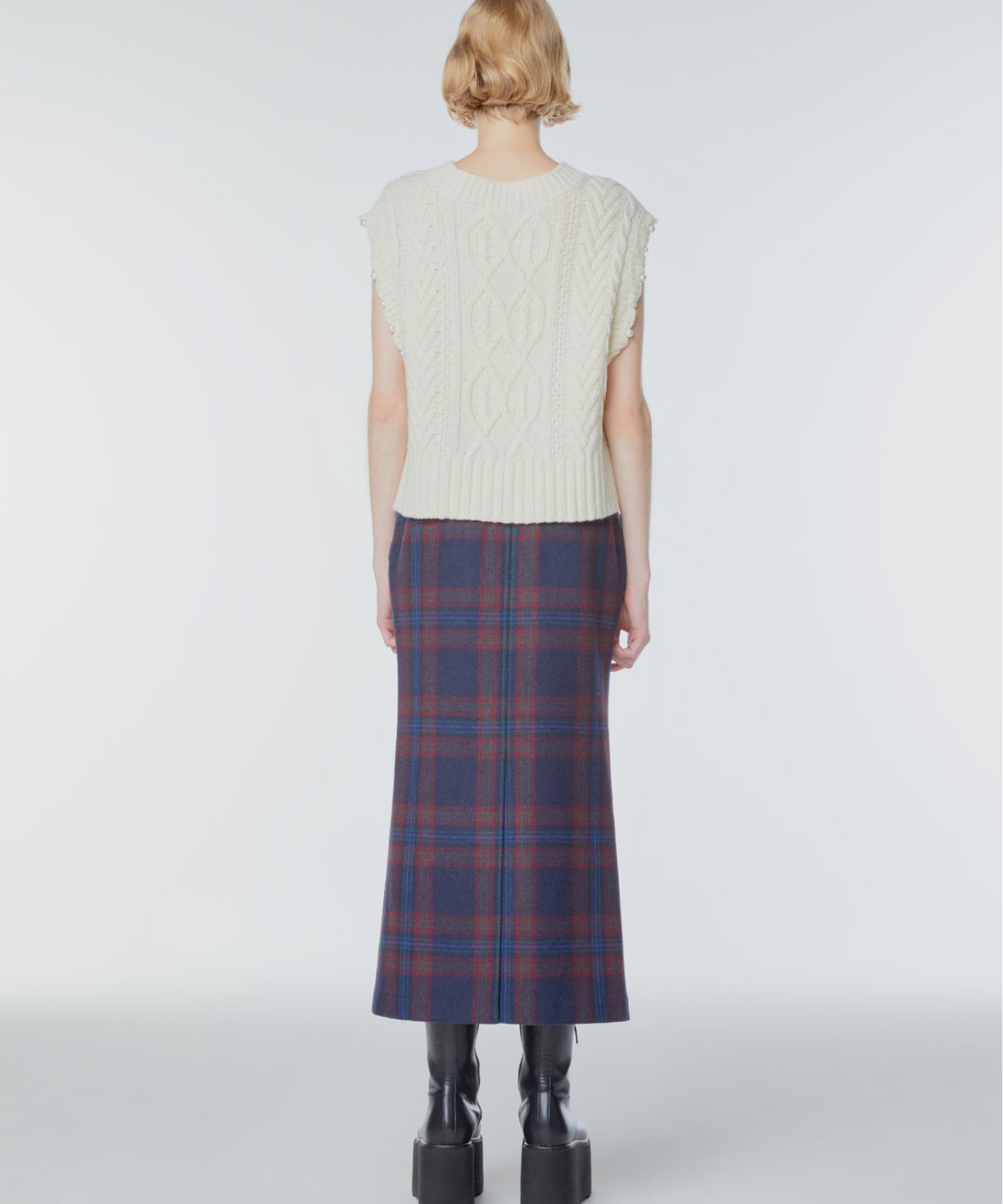 INSTANTFUNK/インスタントファンク Mermaid wool-blend long skirt マーメードスカート チェックスカート