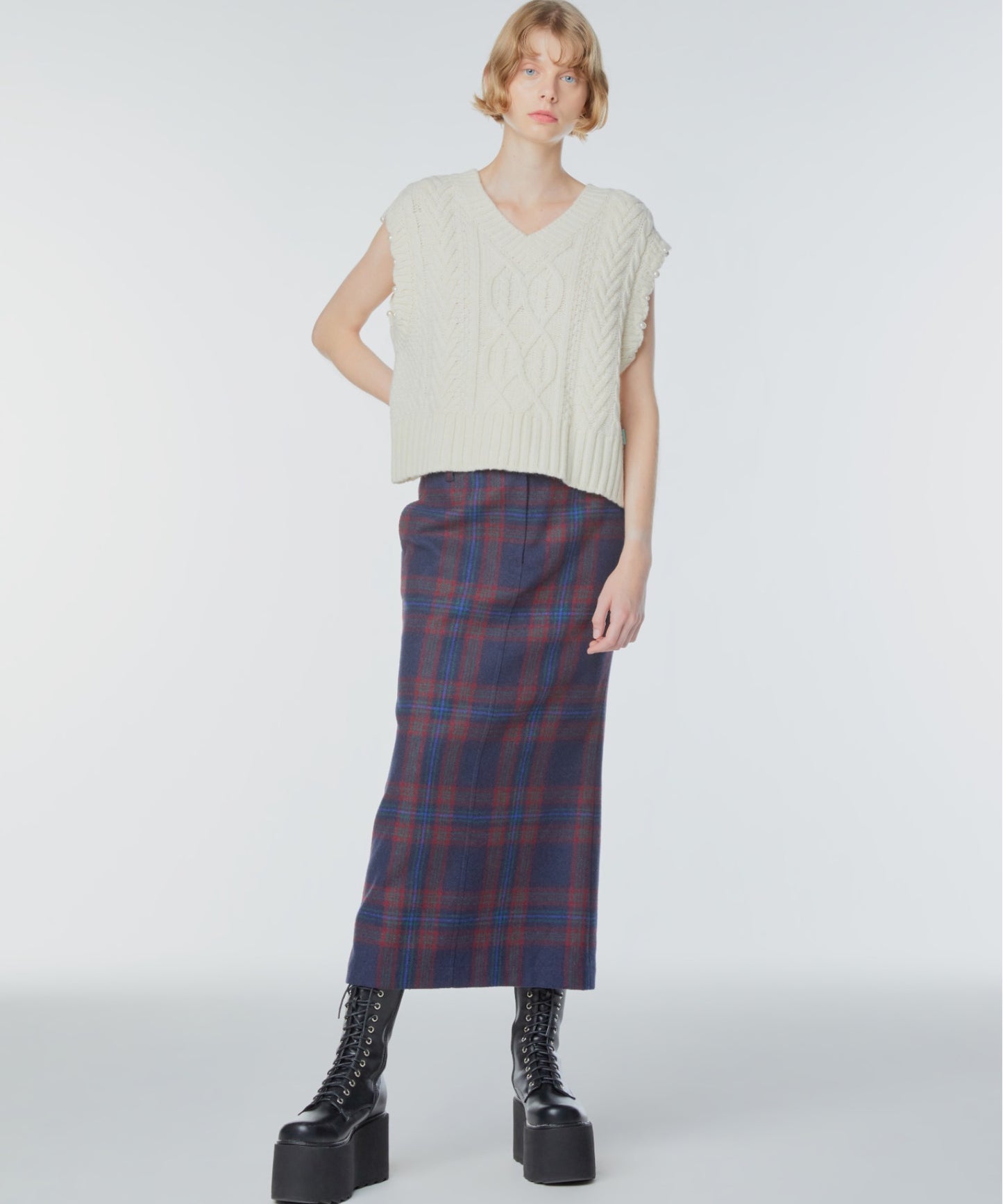 Mermaid wool-blend long skirt