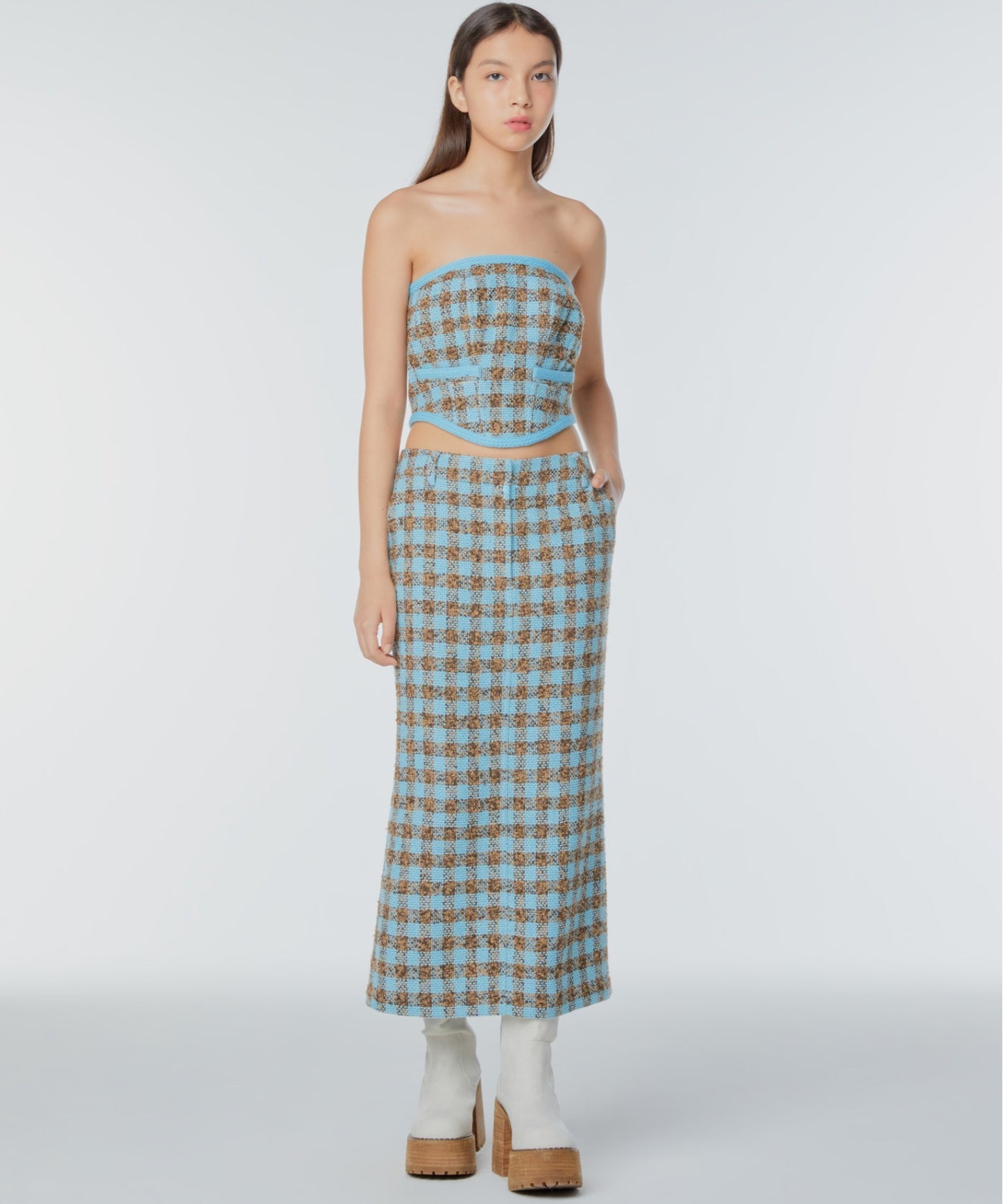 Mermaid wool-blend long skirt