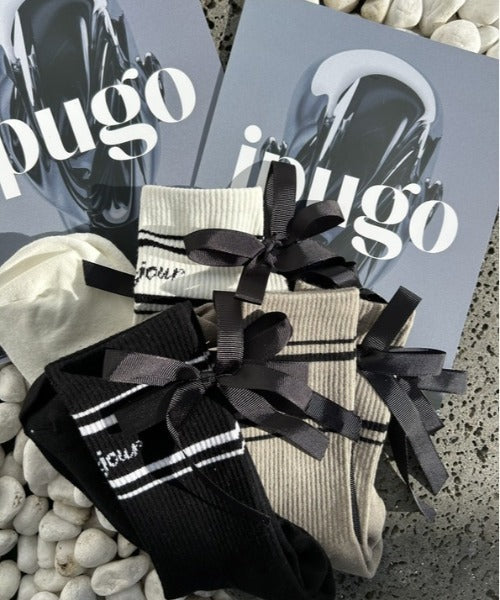 ipugo/イプゴ バックリボン付きロゴソックス