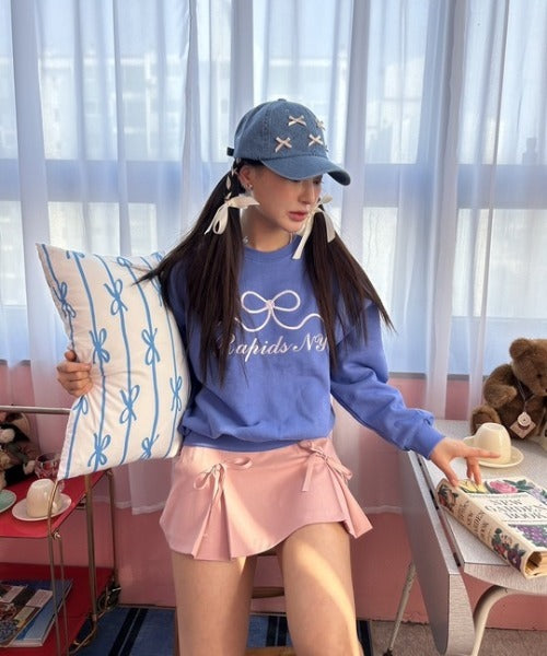 リボン刺繍オーバーサイズスウェット