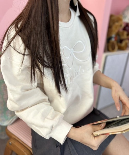 リボン刺繍オーバーサイズスウェット