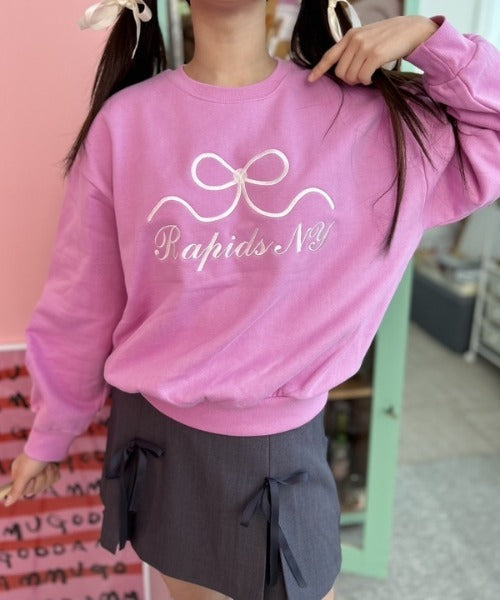 リボン刺繍オーバーサイズスウェット
