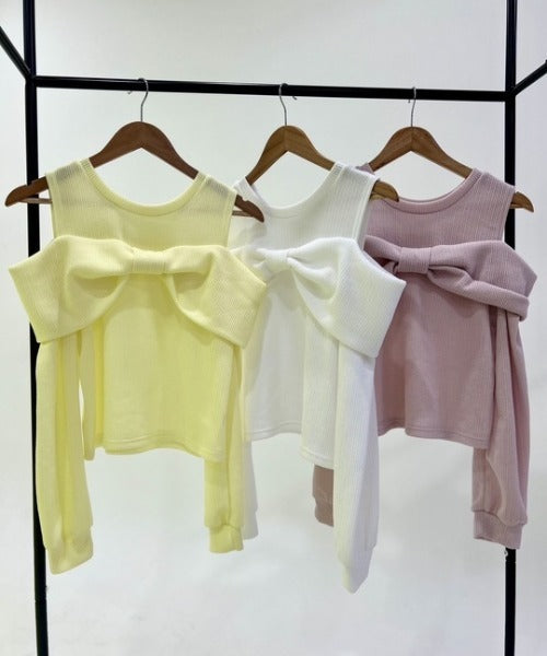 2WAYオフショルリブトップス