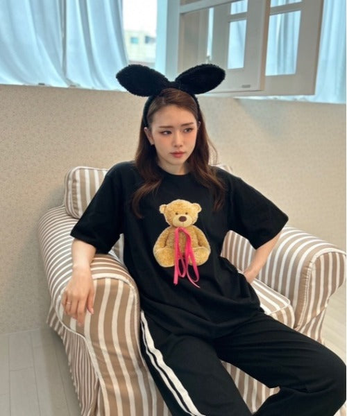 リボン付き ベア ビッグTシャツ