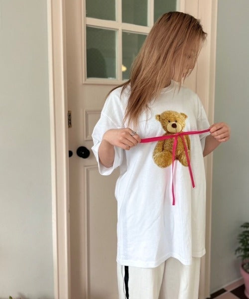リボン付き ベア ビッグTシャツ