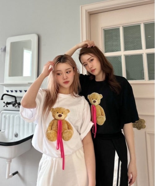 リボン付き ベア ビッグTシャツ