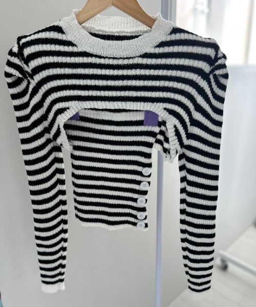 ipugo/イプゴ ボーダーチューブトップ&ショートニット アンサンブル