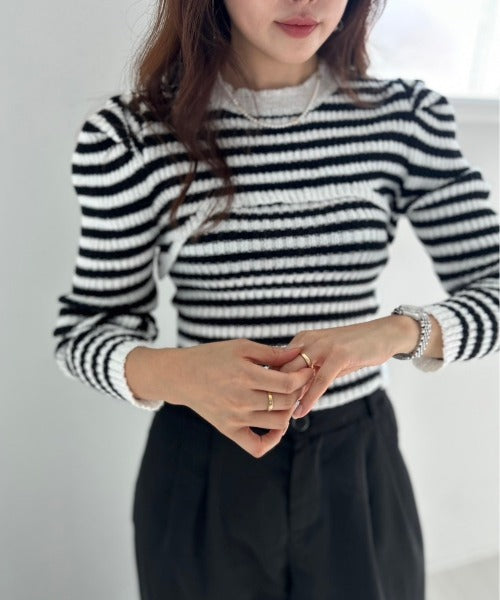 ipugo/イプゴ ボーダーチューブトップ&ショートニット アンサンブル