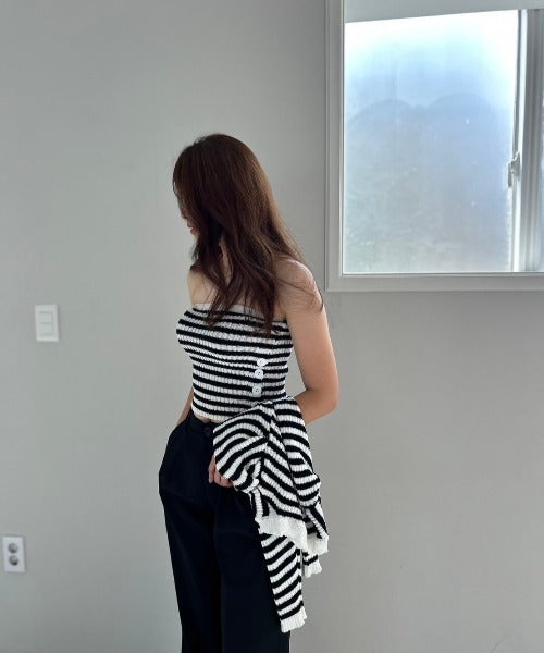 ipugo/イプゴ ボーダーチューブトップ&ショートニット アンサンブル