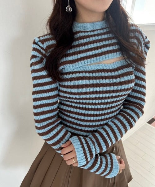 ipugo/イプゴ ボーダーチューブトップ&ショートニット アンサンブル