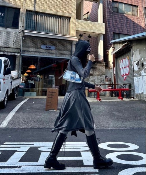 ニットフードパーカー