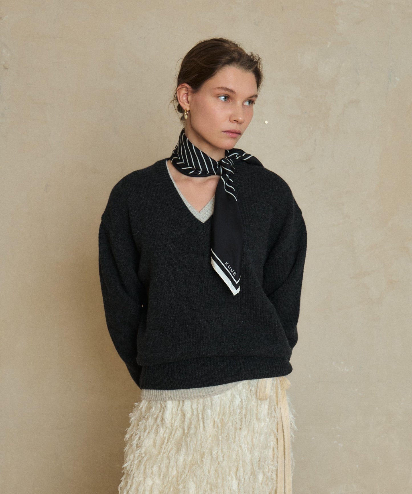 KUME/クメ V-neck Superfine Merino Wool Sweater ウールセーター