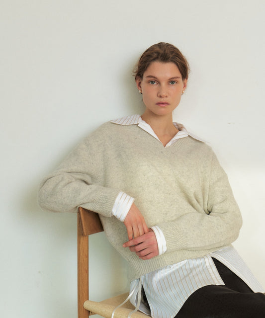KUME/クメ V-neck Superfine Merino Wool Sweater ウールセーター