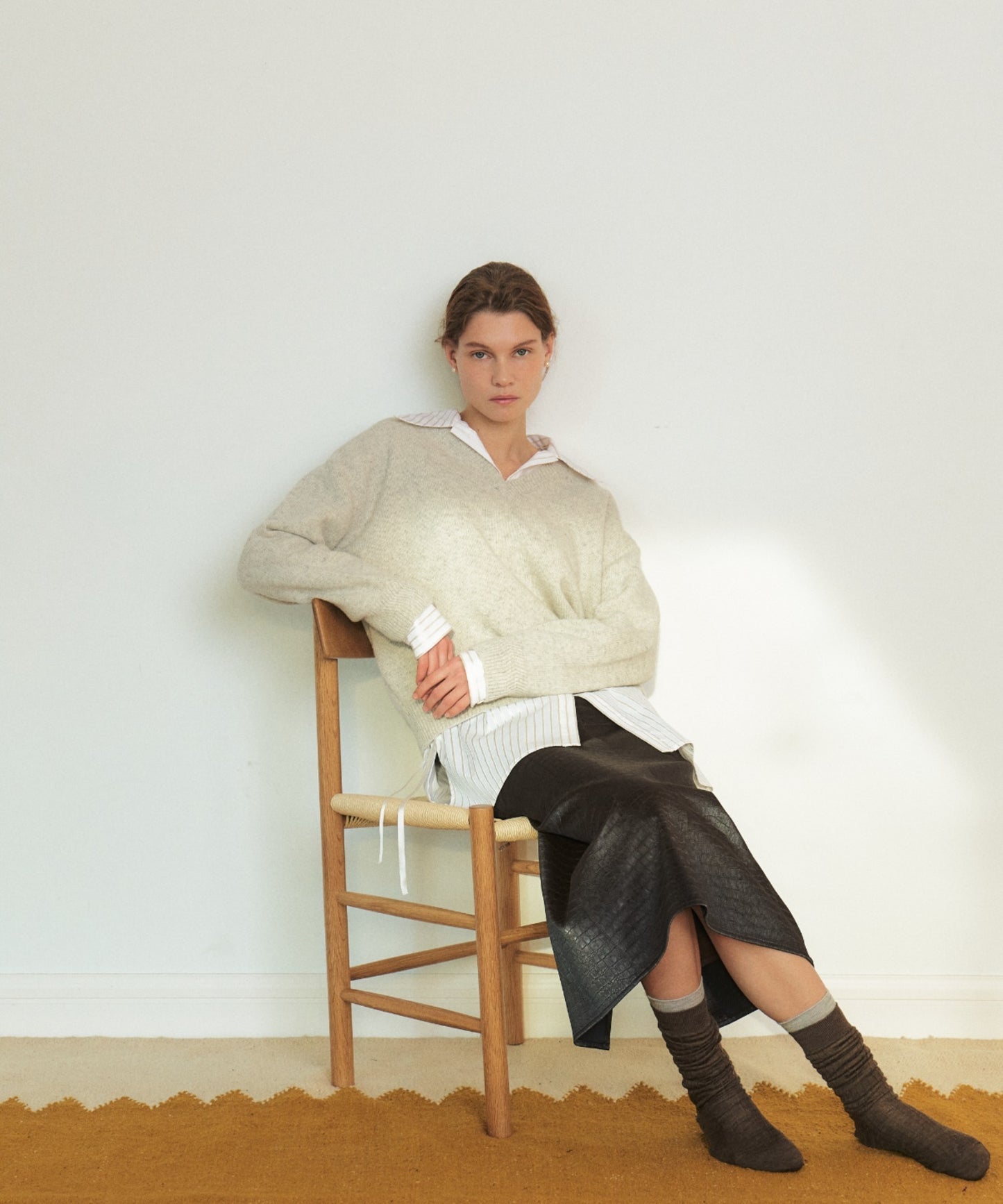 KUME/クメ V-neck Superfine Merino Wool Sweater ウールセーター