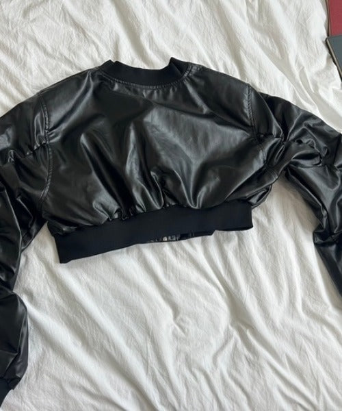 ipugo/イプゴ レザー調シャーリングジャケット