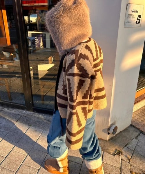 総柄オーバーサイズ ニットカーディガン