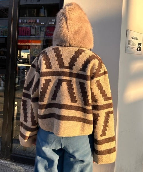 総柄オーバーサイズ ニットカーディガン
