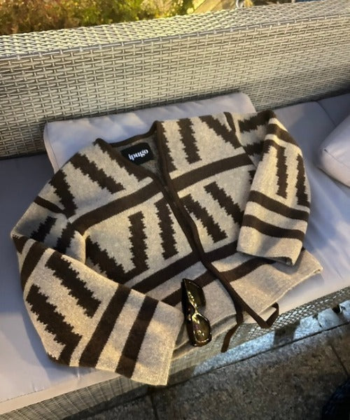 ipugo/イプゴ 総柄オーバーサイズ ニットカーディガン