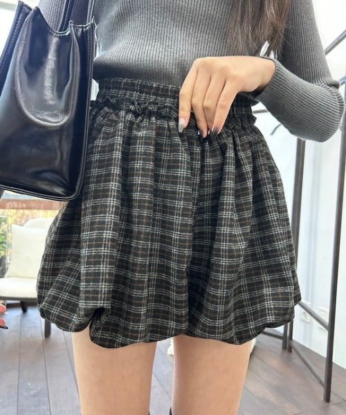 チェック柄 バルーンショートパンツ