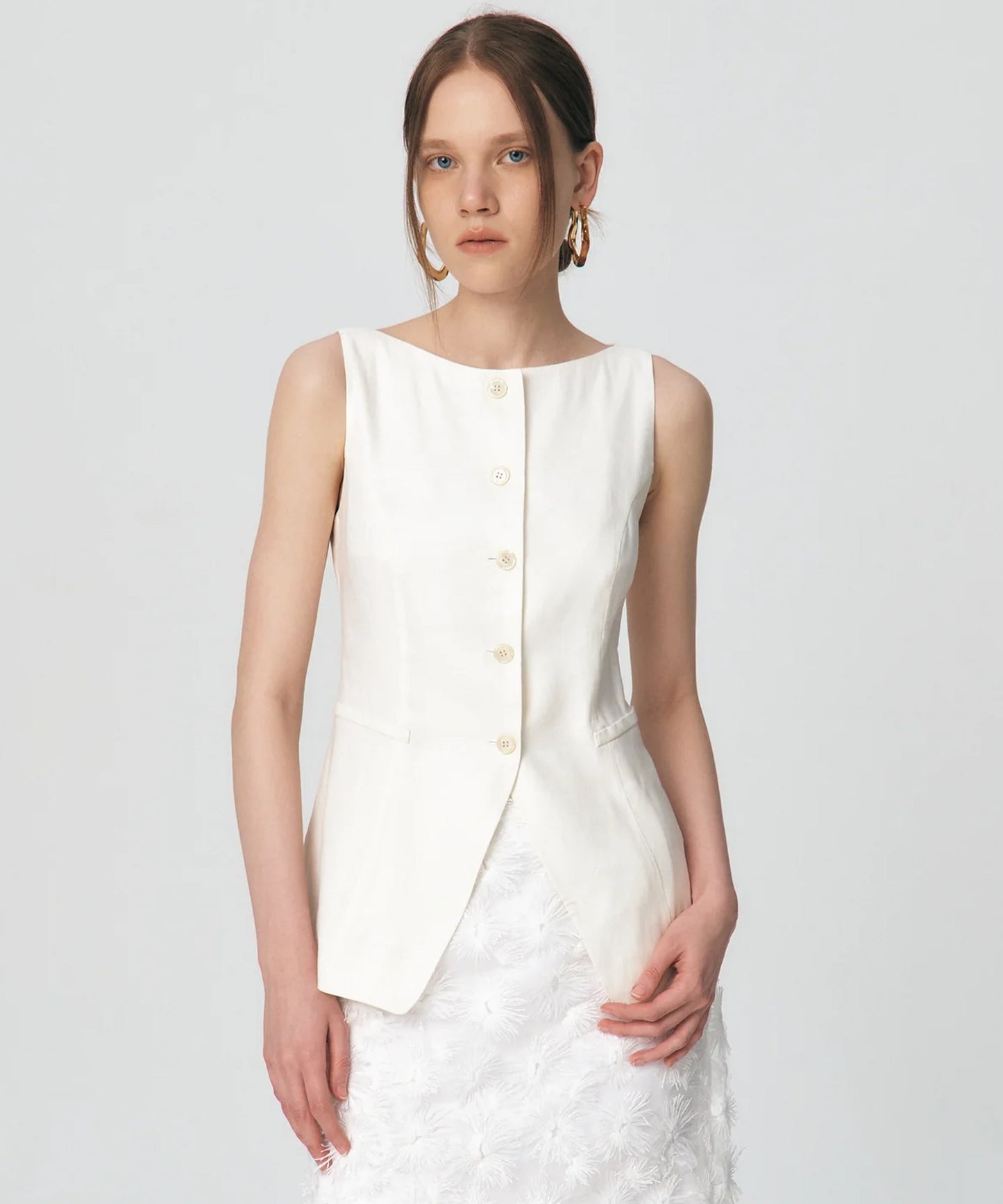 KUME/クメ Linen Boat-neck Vest ベスト