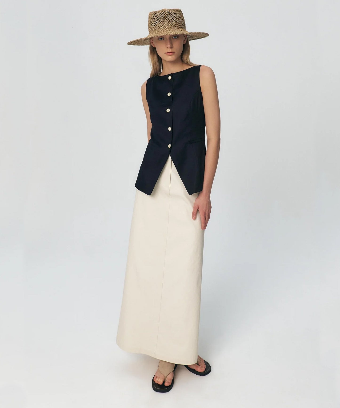 KUME/クメ Linen Boat-neck Vest ベスト