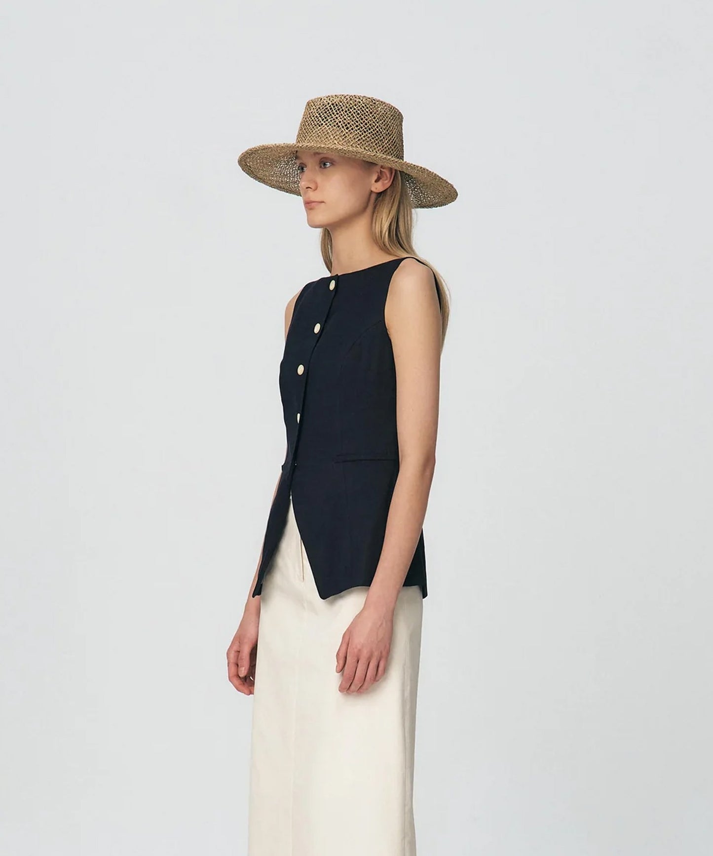 KUME/クメ Linen Boat-neck Vest ベスト