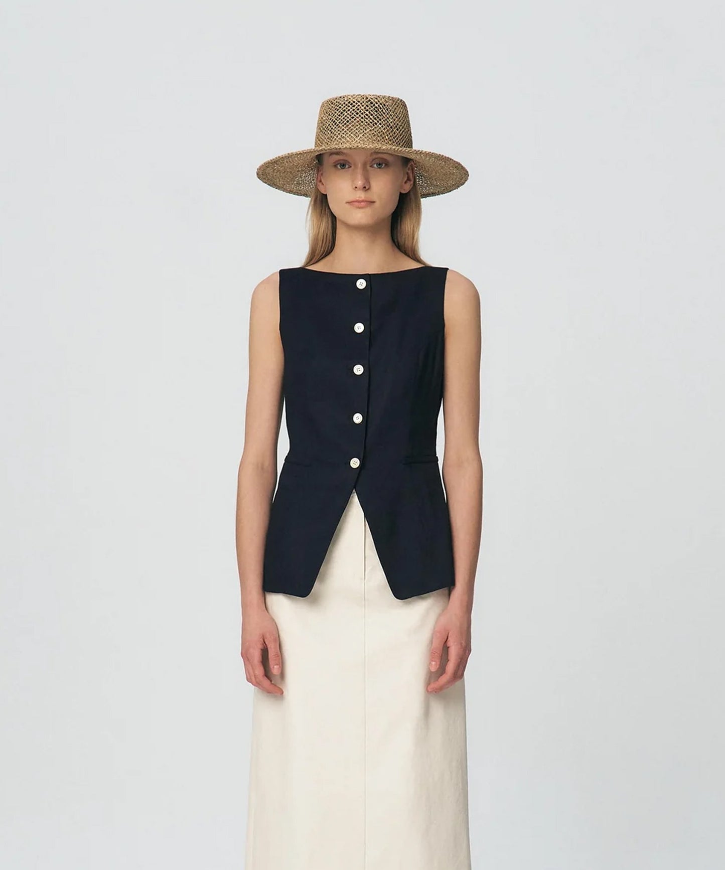 KUME/クメ Linen Boat-neck Vest ベスト