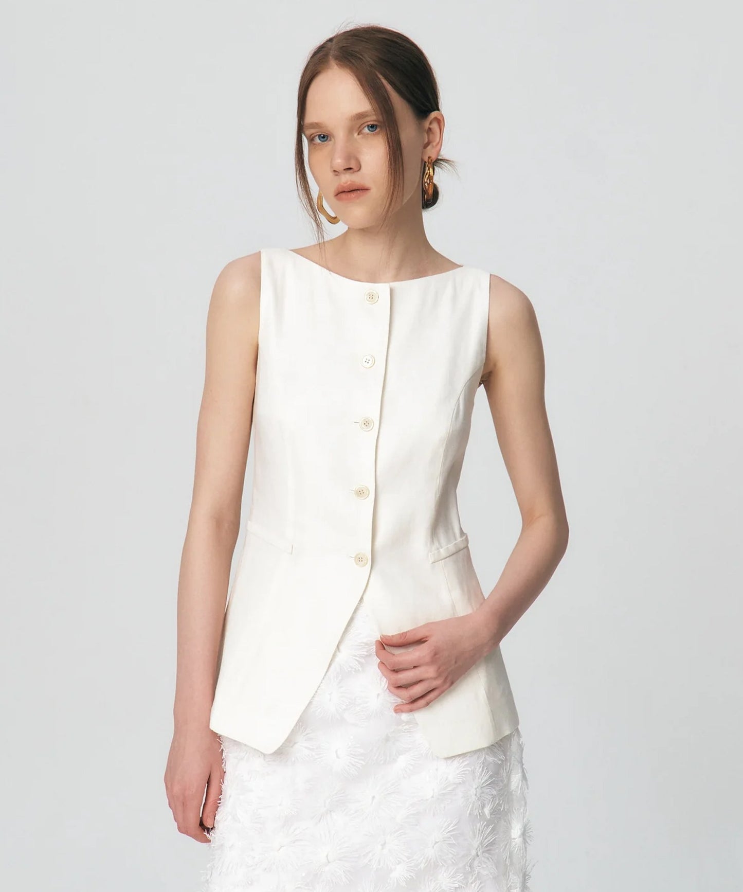 KUME/クメ Linen Boat-neck Vest ベスト