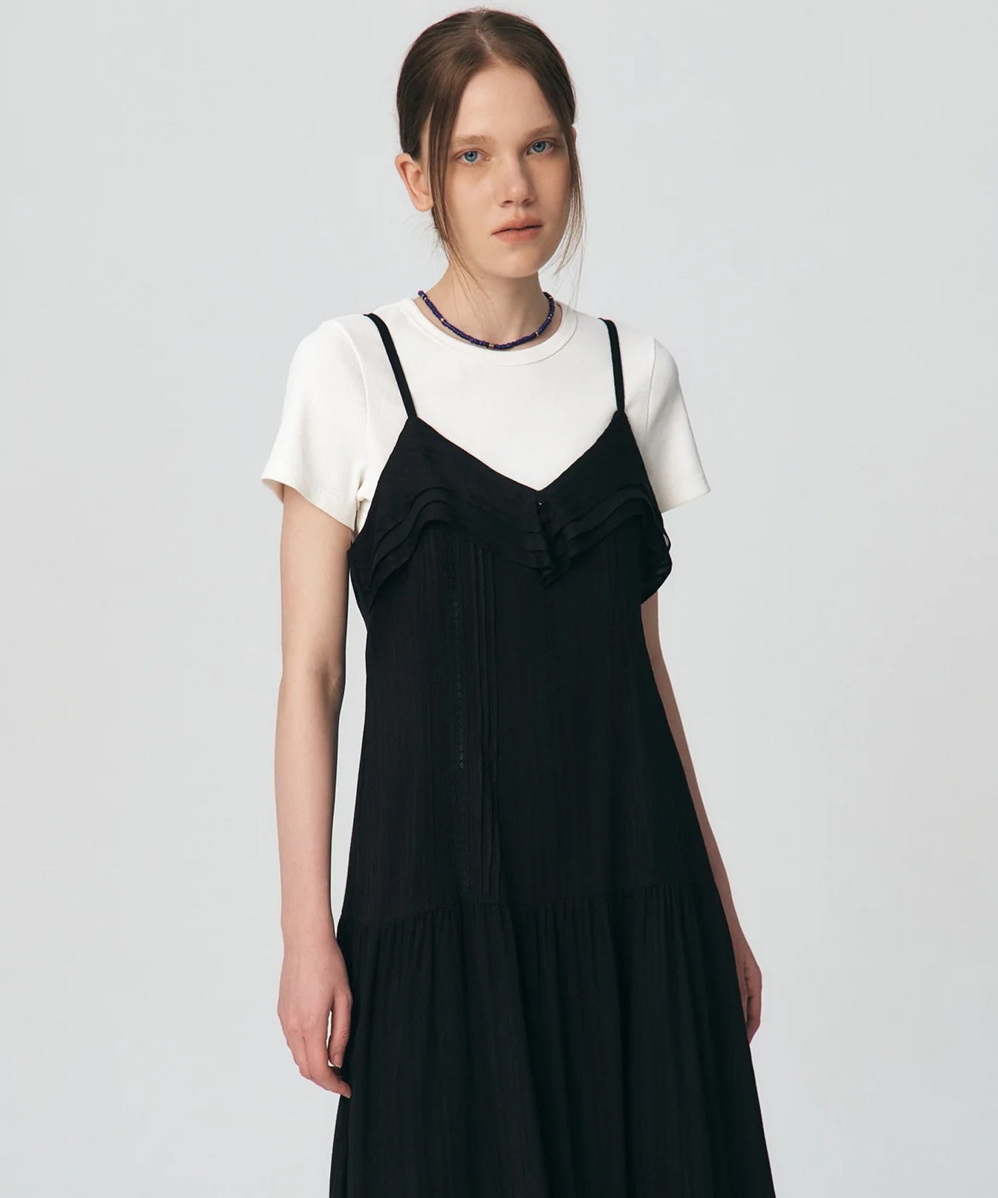 Pleated Ruffle Sleeveless Long Dress
