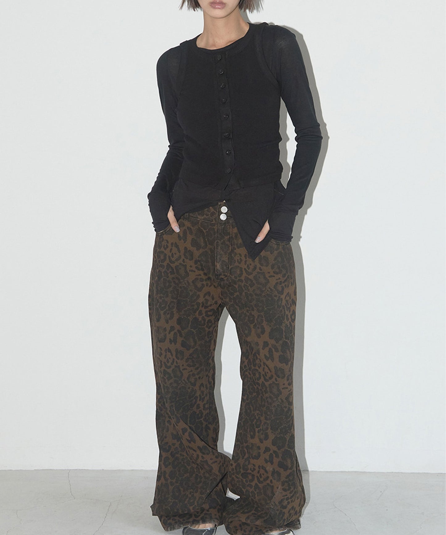 LEOPARD BOOTCUT PANTS