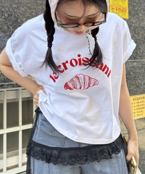 ipugo/イプゴ クロワッサンロゴトップス