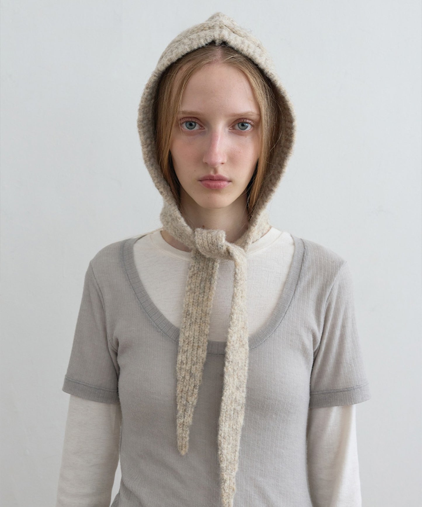 Cable Knit Balaclava ウール モヘア風ニットバラクラバ