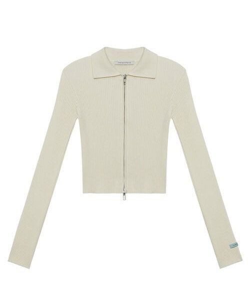 Slim zipped knit top