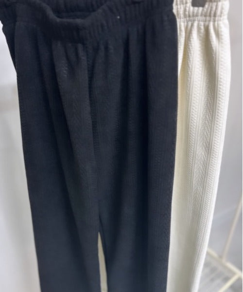 ケーブル柄裏起毛ワイルドパンツ