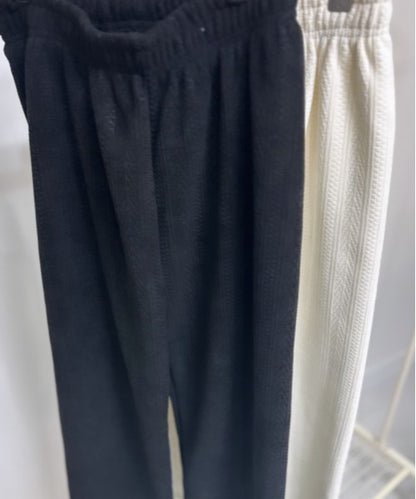 ケーブル柄裏起毛ワイルドパンツ