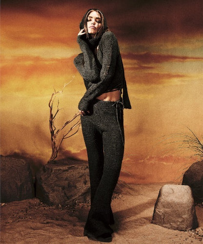 SAHARA DAMAGED WOOL KNIT TOP SET