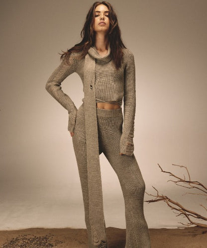 SAHARA DAMAGED WOOL KNIT TOP SET