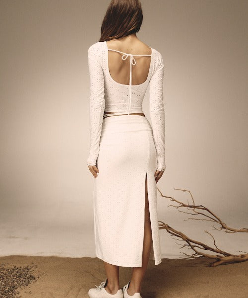 DEVON EYELET LONG SKIRT
