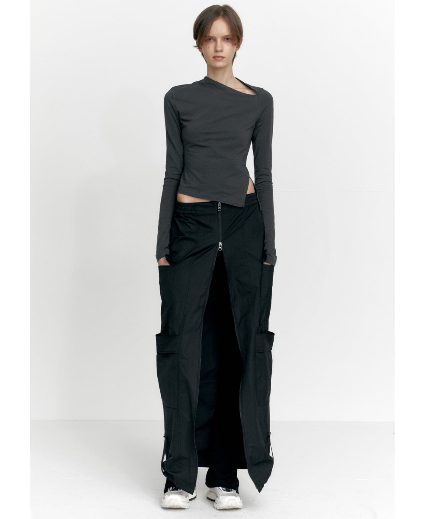 ZIP-UP POCKET LONG SKIRT