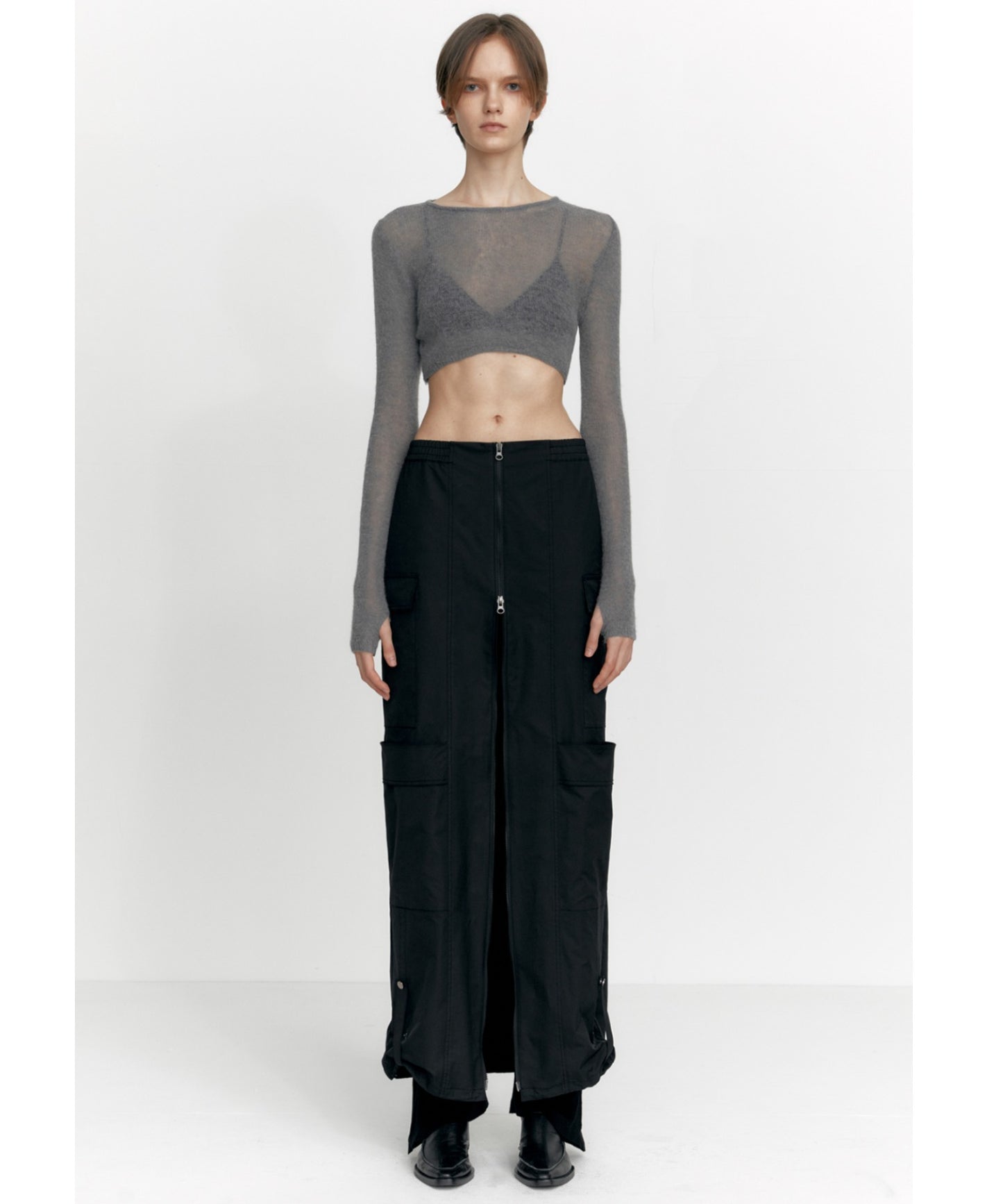 ZIP-UP POCKET LONG SKIRT