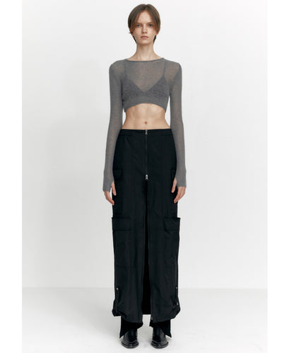 ZIP-UP POCKET LONG SKIRT