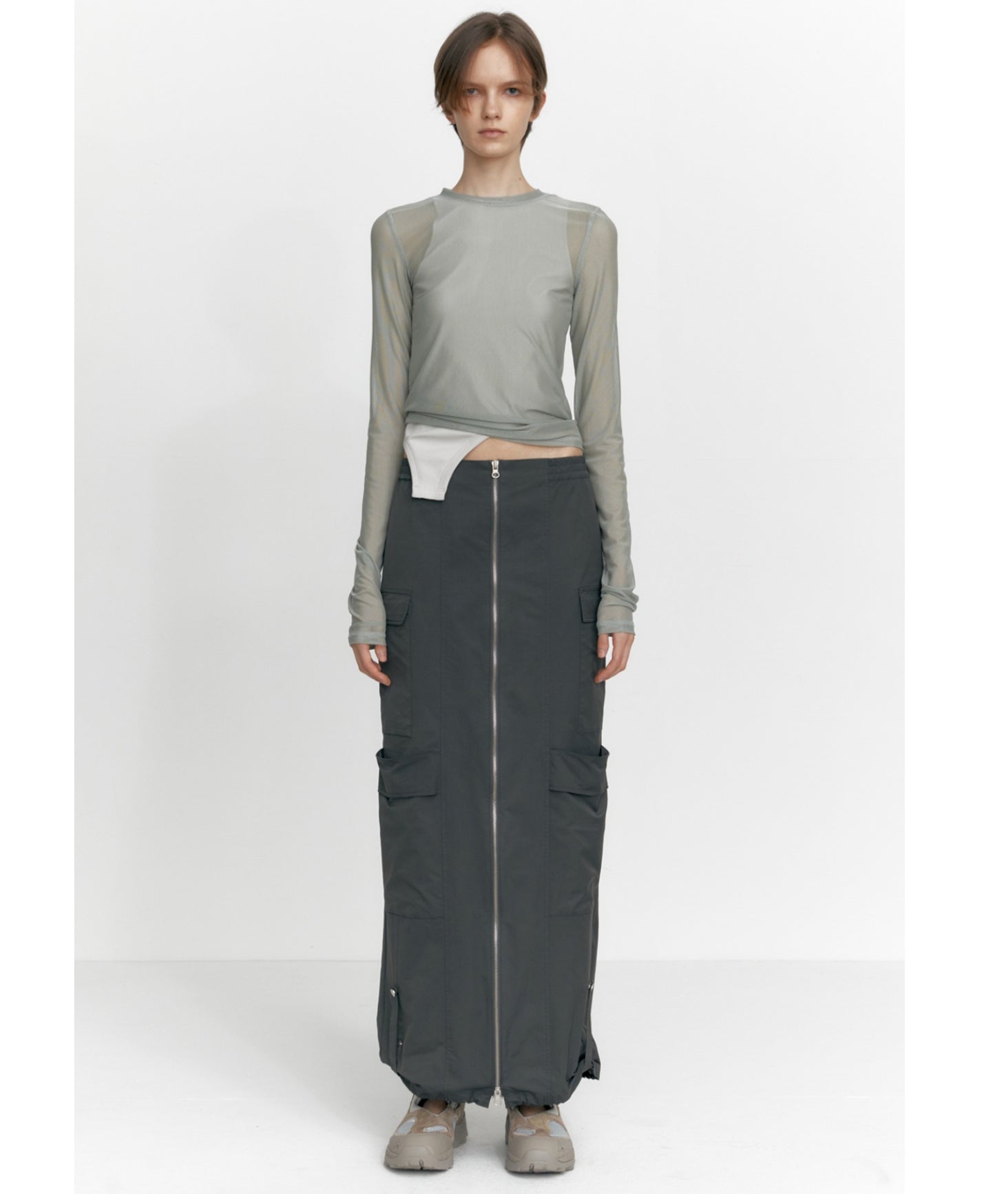 ZIP-UP POCKET LONG SKIRT