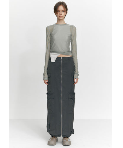 ZIP-UP POCKET LONG SKIRT