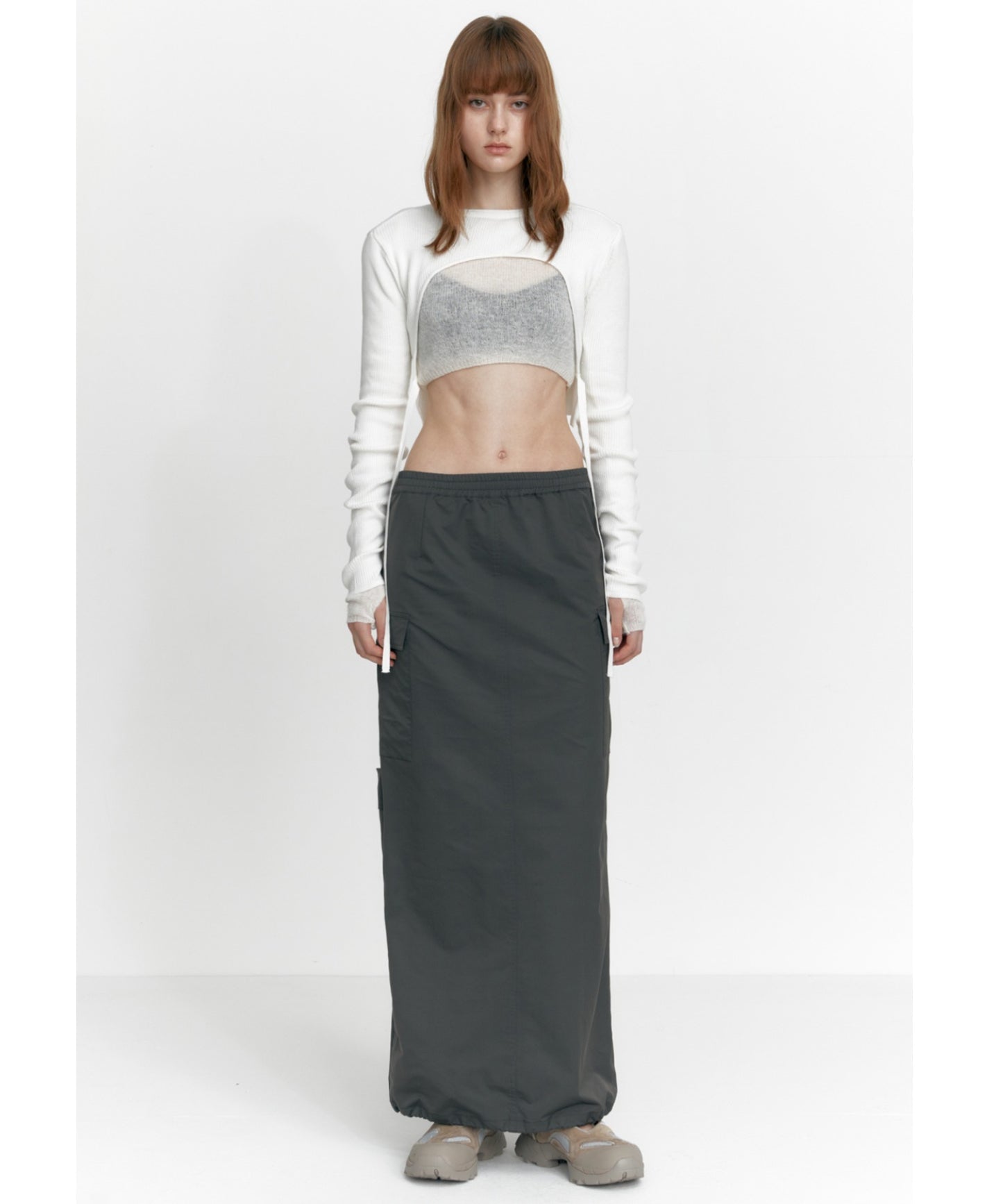 ZIP-UP POCKET LONG SKIRT