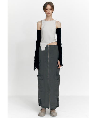 ZIP-UP POCKET LONG SKIRT