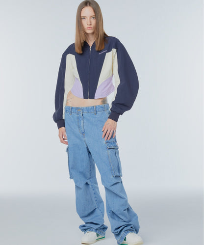 Corset-panelled western nylon jacket