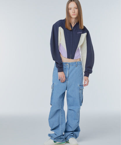 Corset-panelled western nylon jacket